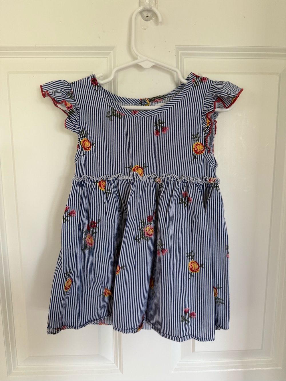 Sweet BCBGirls Blue & White Striped Floral Shirt - Size 5t